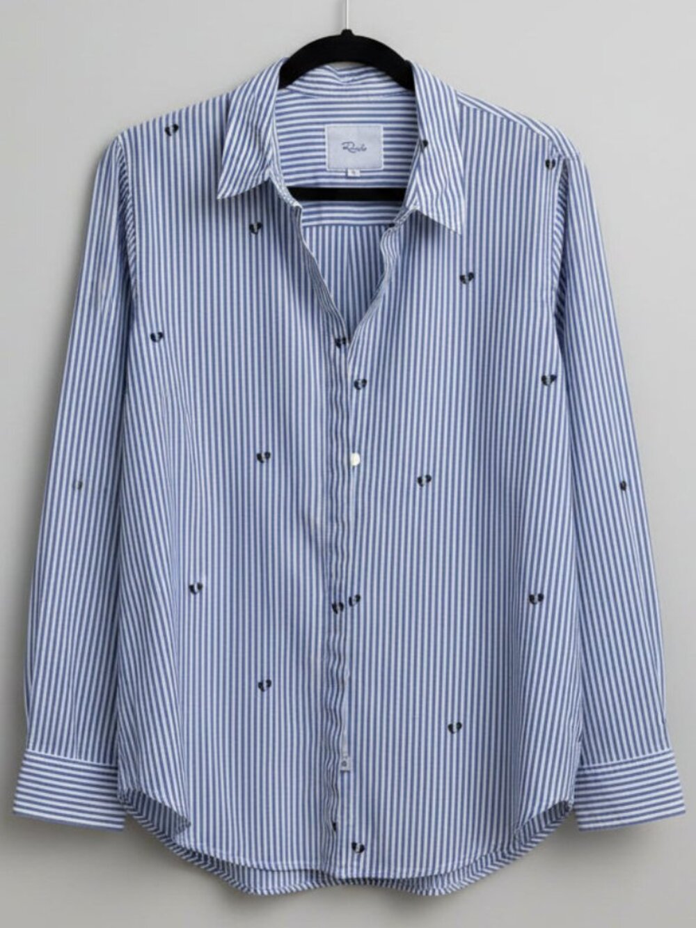Rails Heart Print Striped Button Down Shirt Size Large